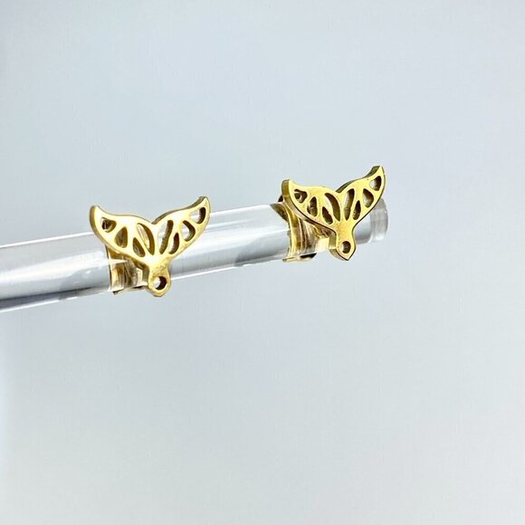 Tiny Whale Tail Stud Earrings Stainless - Picture 6 of 6